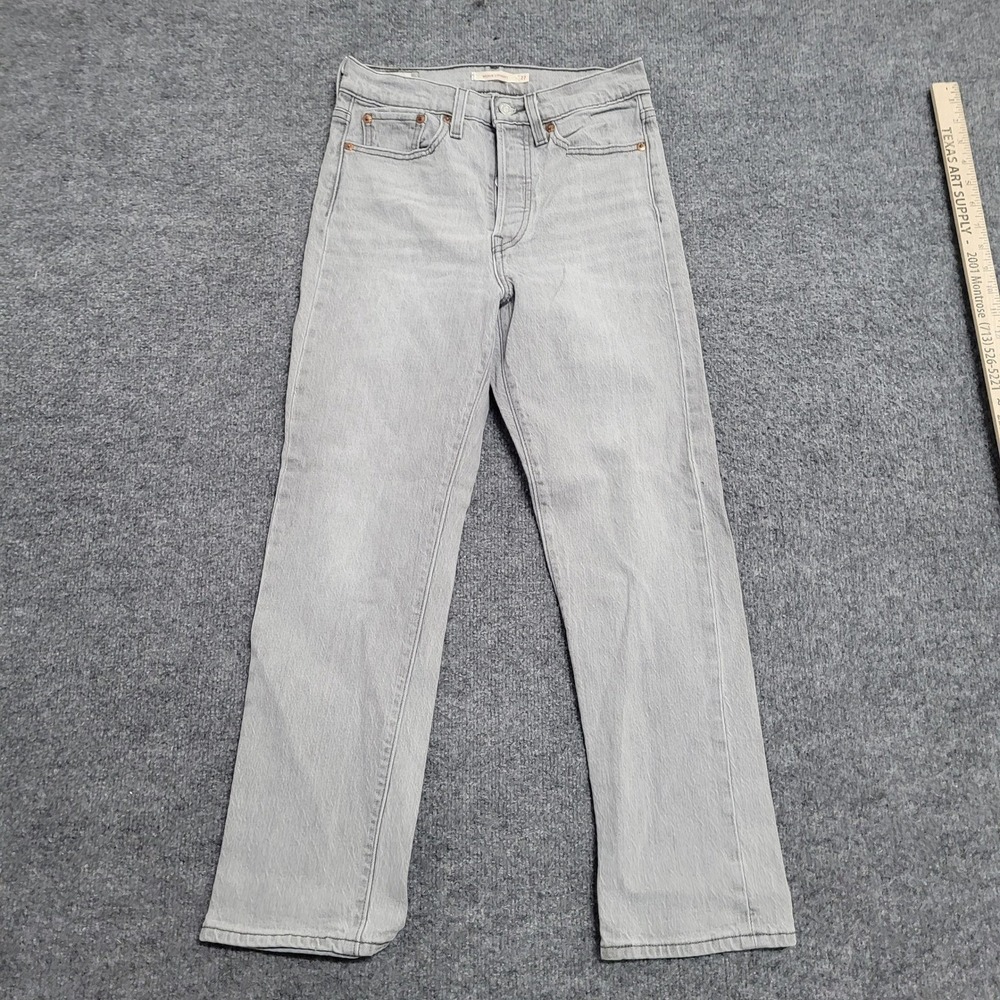 Levi's Wedgie Straight Jeans Womens Size 27 Light Grey High Rise Denim